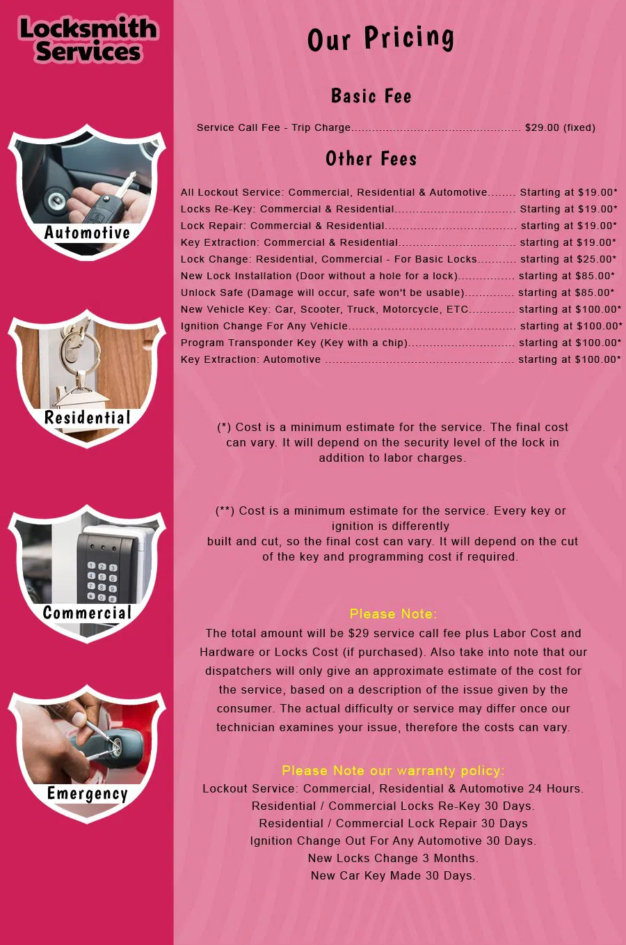 Bogota NJ Locksmith Store Bogota, NJ 201-268-7620 - price-list-c-18